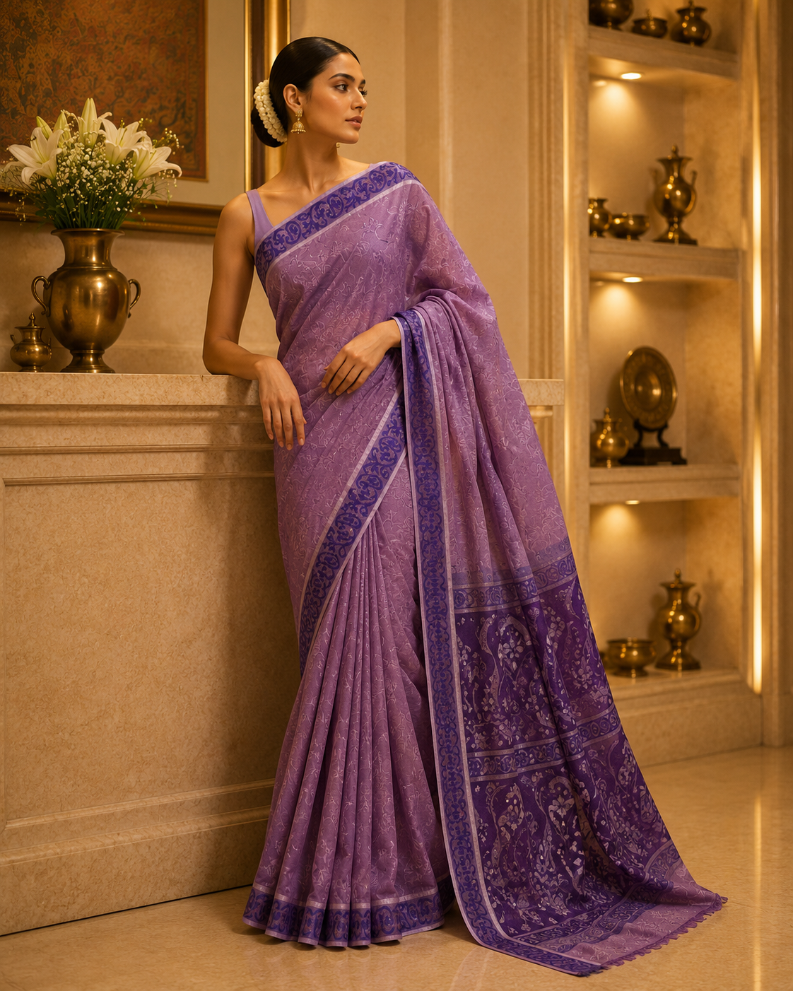 Purple Cotton Saree