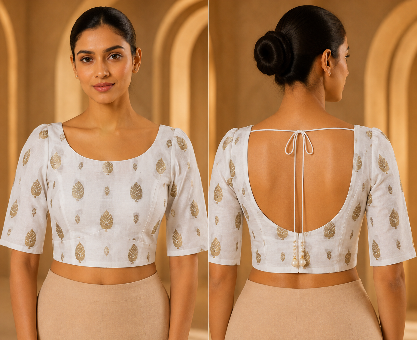 White Brocade Blouse
