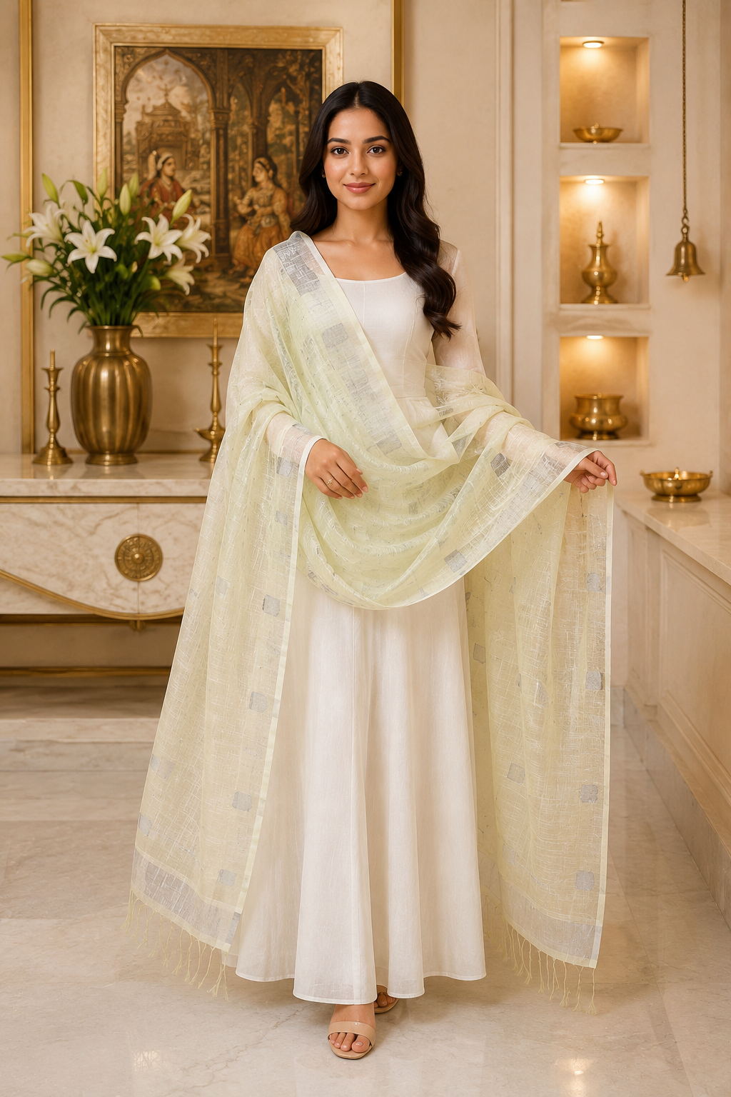 Linen Dupatta with butties
