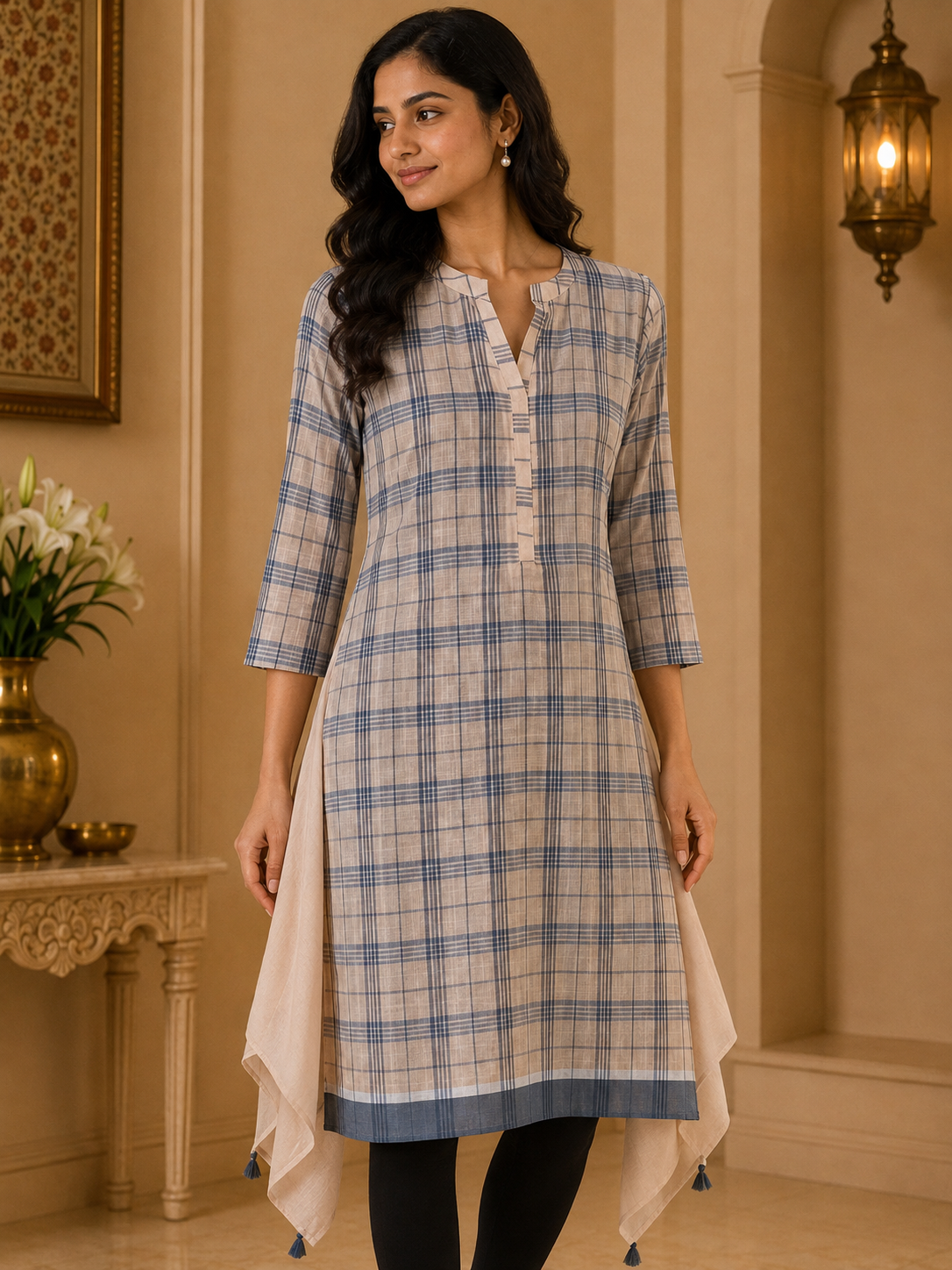 Peach Linen Handkerchief Kurta