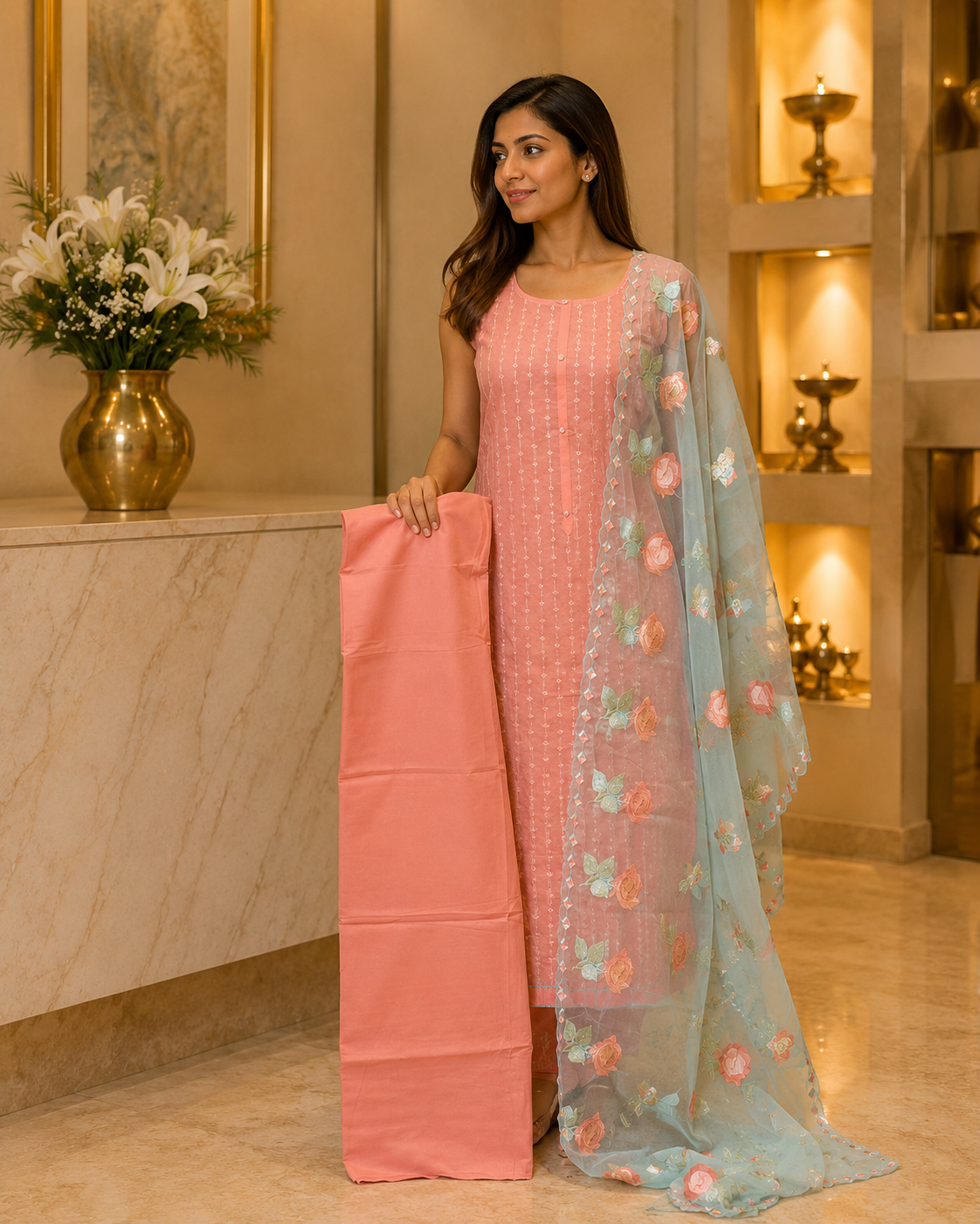 Peach Chanderi DM