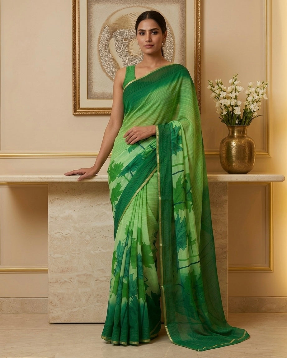 Green Chiffon Saree