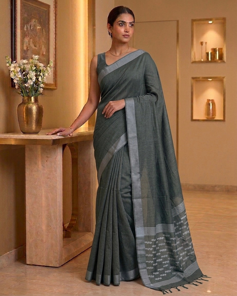 Cotton Jaamdani Pallu Saree