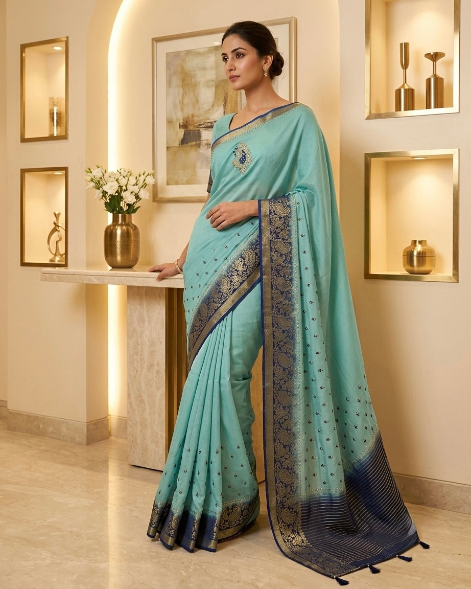 Benaras Munga Silk Hand work Saree