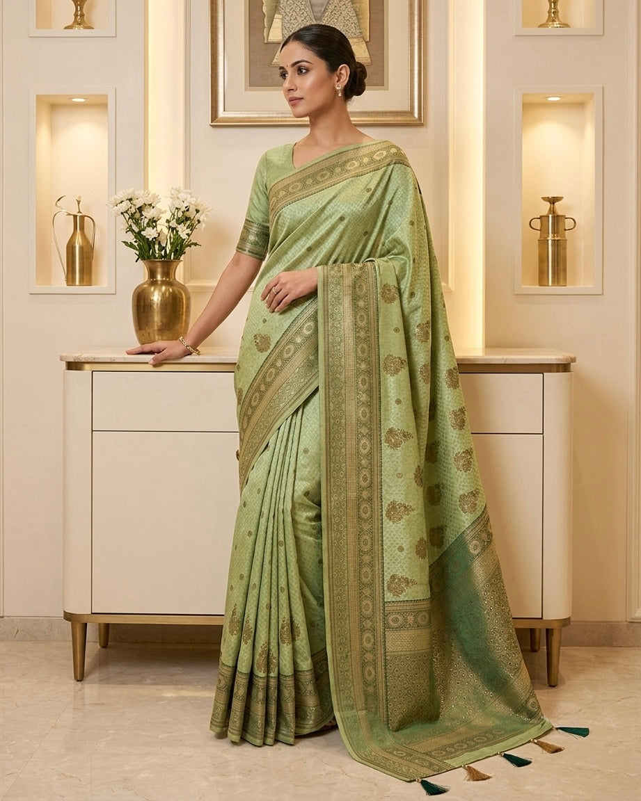 Green Brocade Benaras Saree