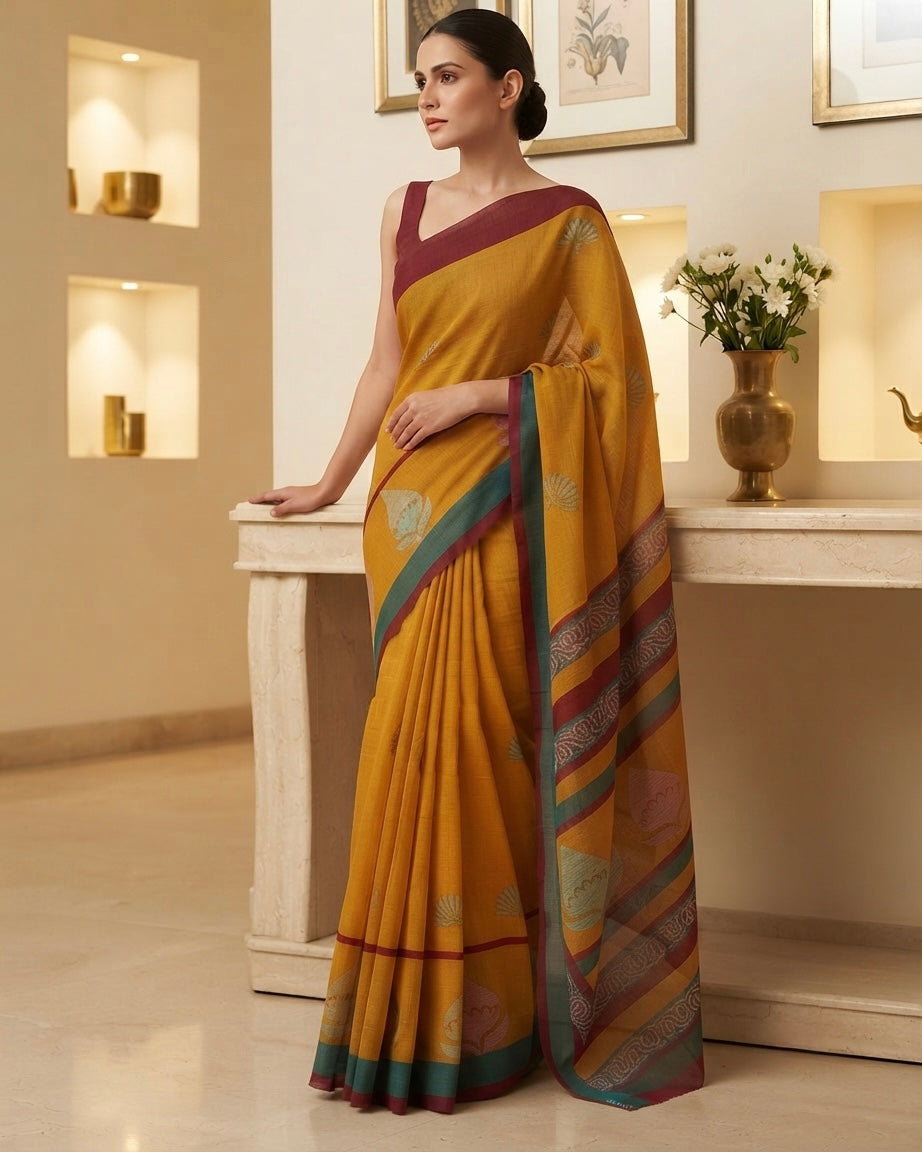 Bhagalpur Kora Cotton Saree