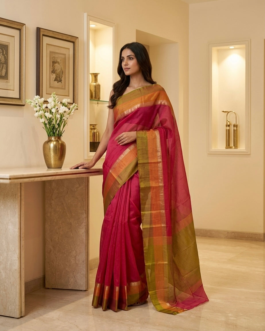 Salmon Silk Saree