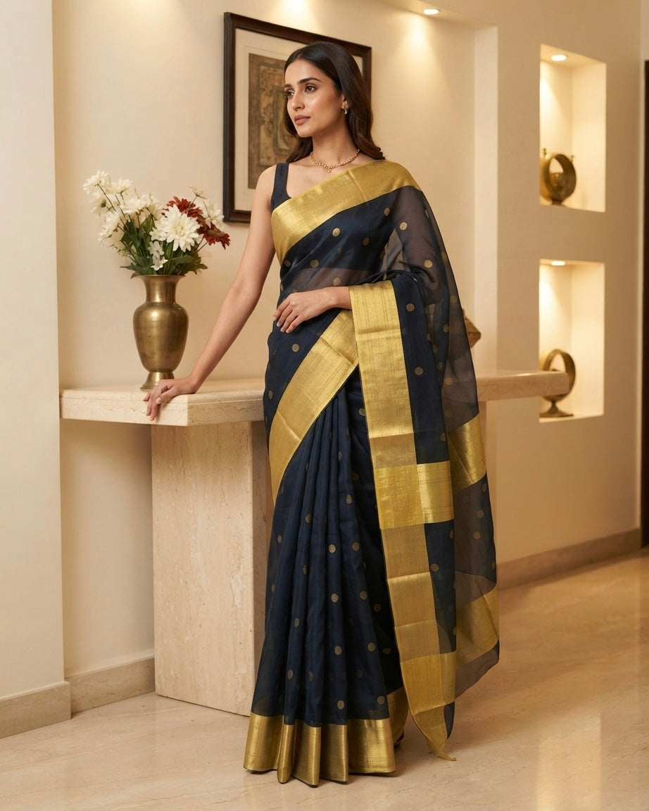 Chanderi Green Pure Silk Saree