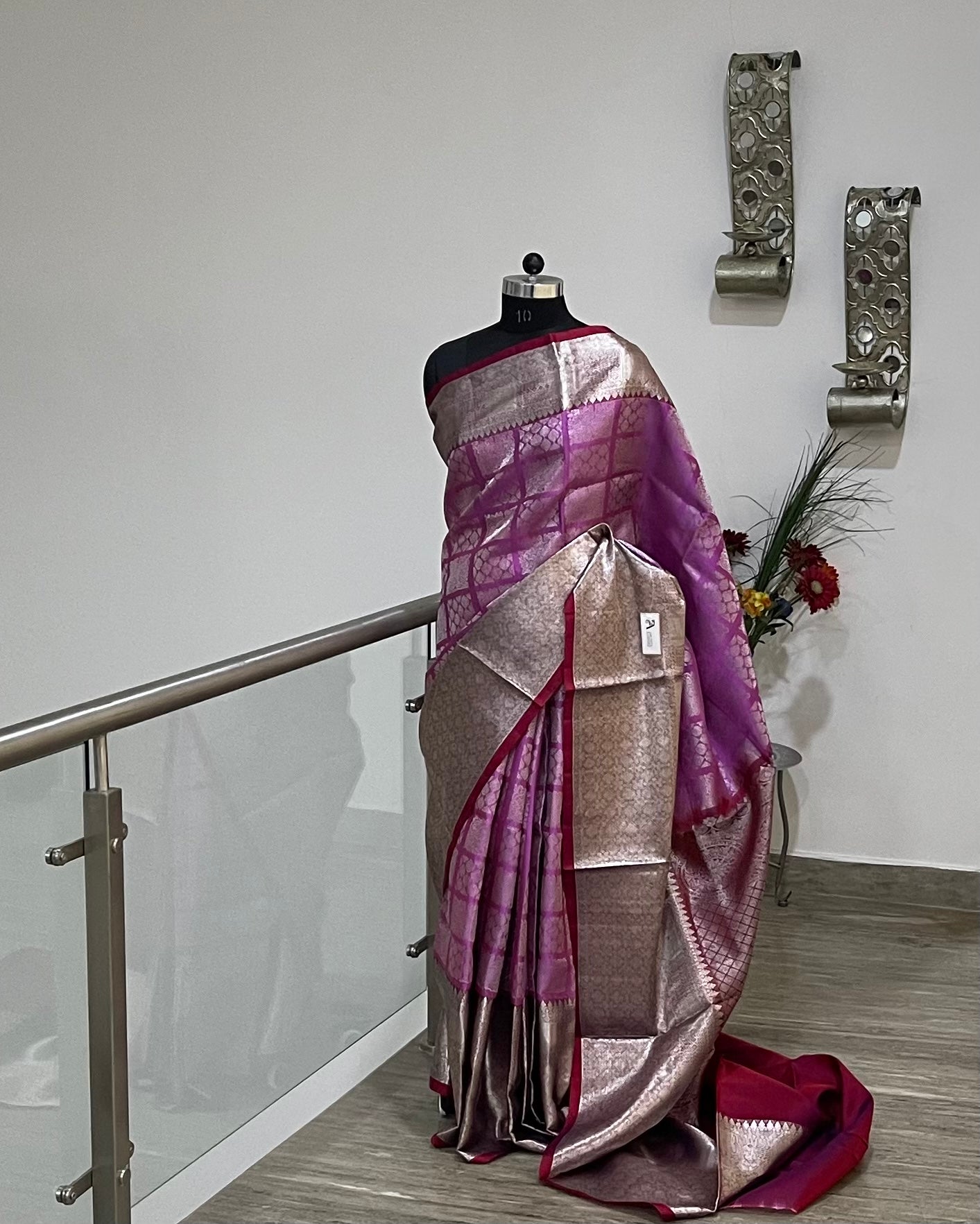Venkatgiri Purple & Maroon Pure Silk Saree