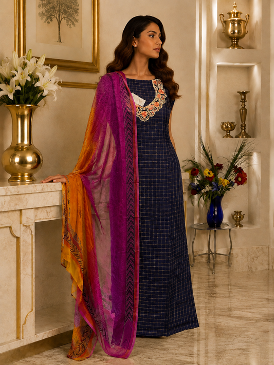 Navy Blue Jute Zari KD