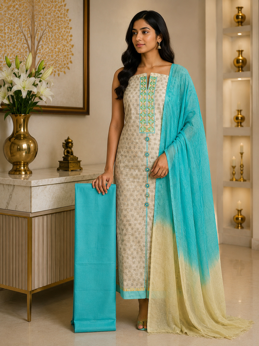 Beige Chanderi cotton DM