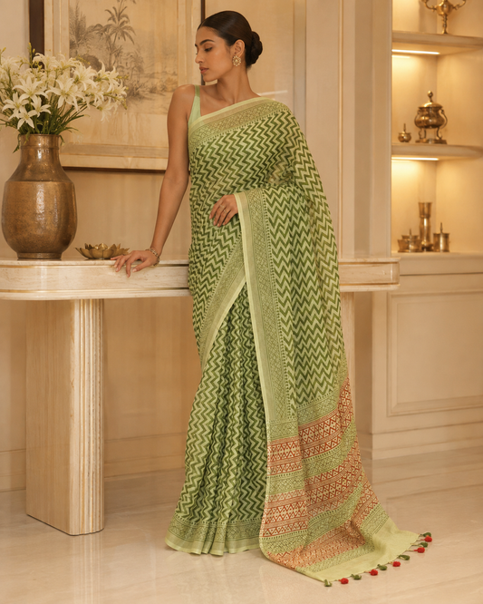 Linen Screen Print Saree