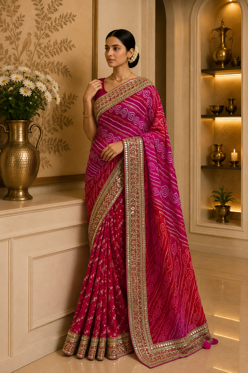 Pure Bandhini Silk Saree