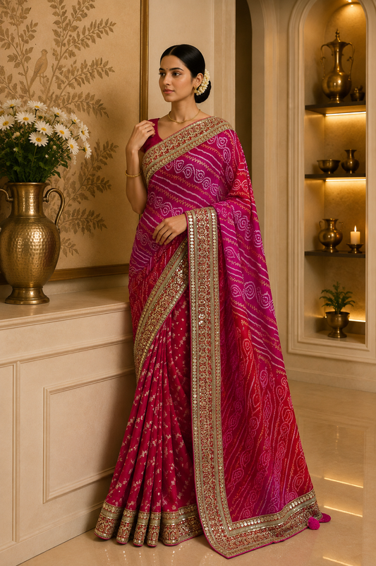 Pure Bandhini Silk Saree