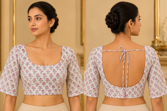 Pink Block Print Blouse