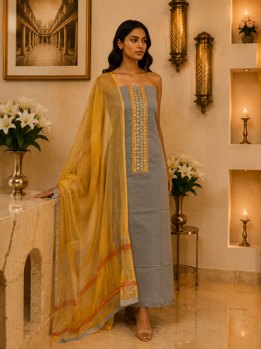 Grey Chanderi Cotton Silk KD