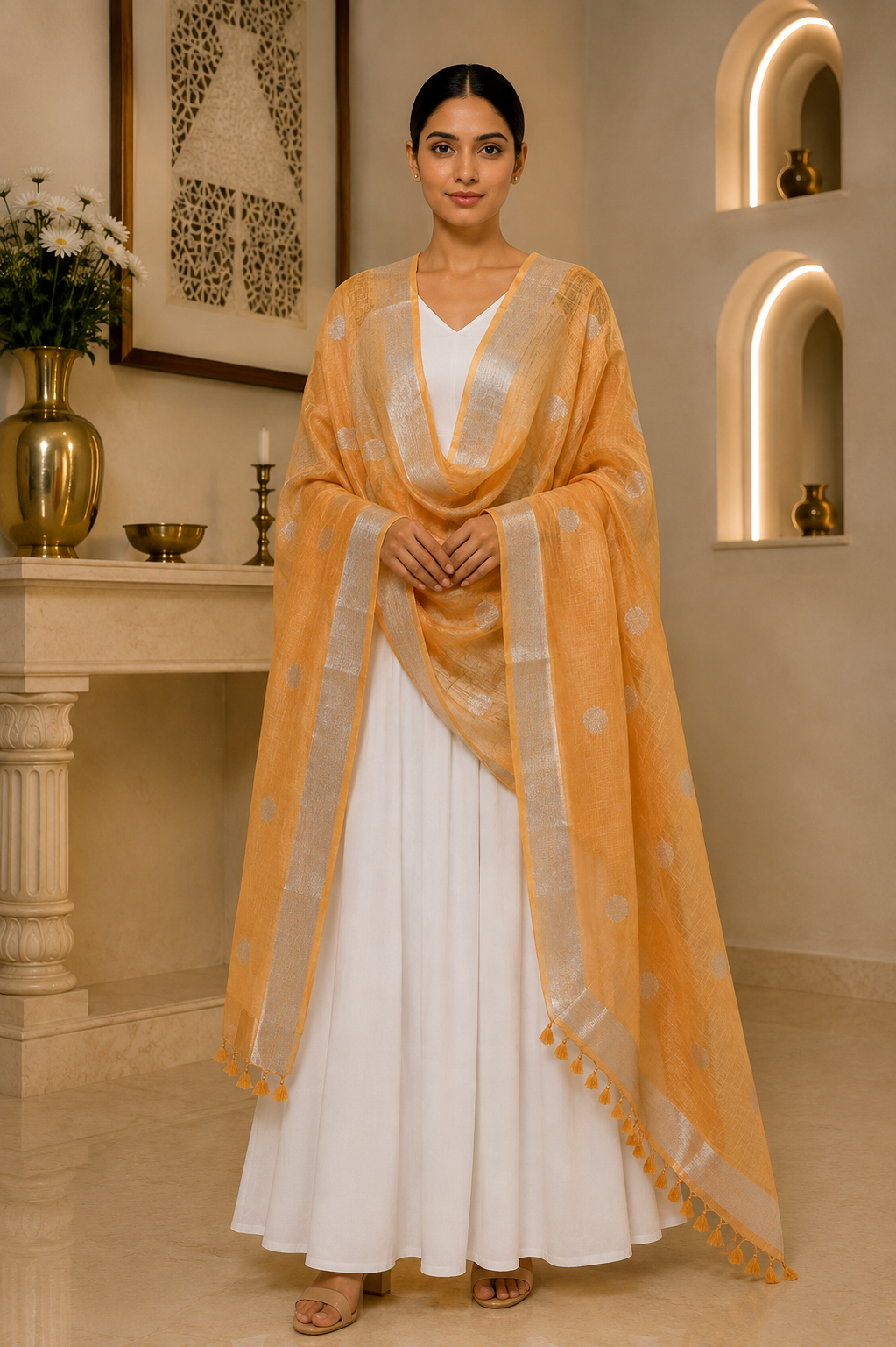 Linen Dupatta with butties