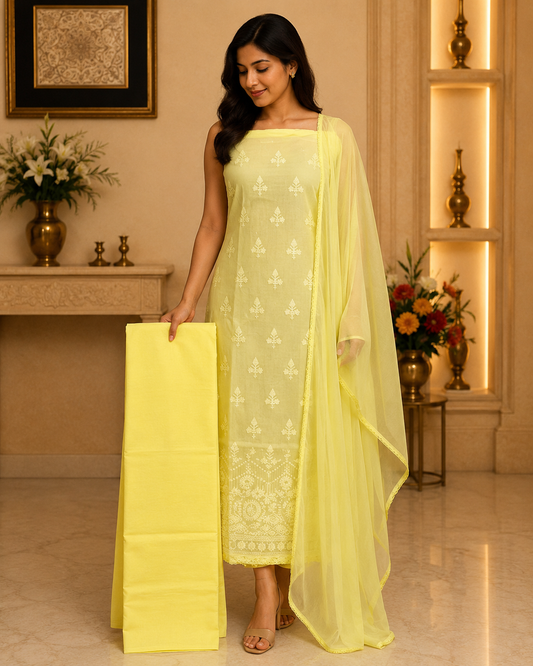 Lemon Karachi style Georgette DM