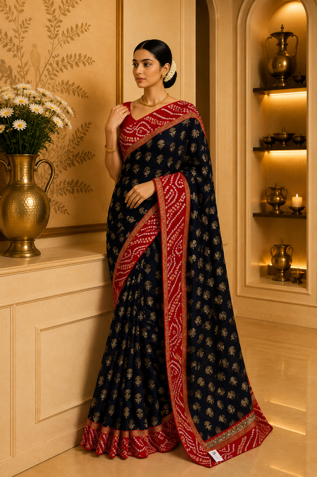 Navy blue pure Benaras Silk Saree