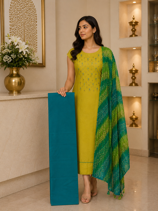 Mul Handwork DM Bandhini Dupatta
