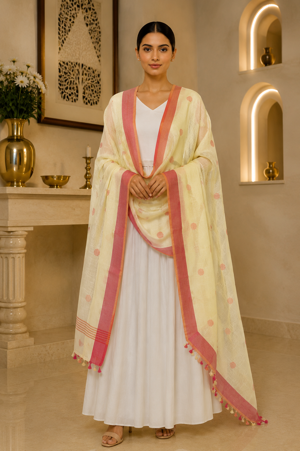 Linen Dupatta with butties
