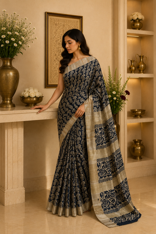Giccha Tusser Silk Saree