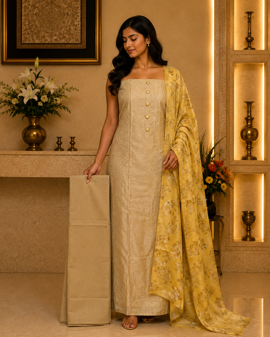 Dusty Brown Chanderi DM