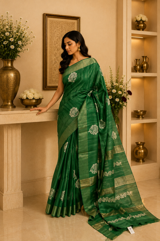 Giccha Tusser Silk Saree