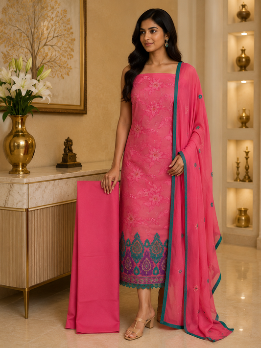 Pink Chanderi Emb. DM