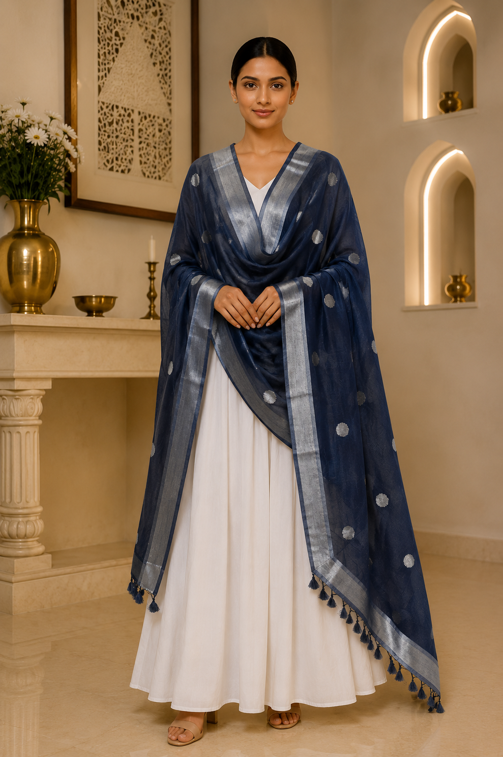 Linen Dupatta with butties