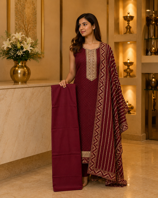 Maroon Dola Silk DM