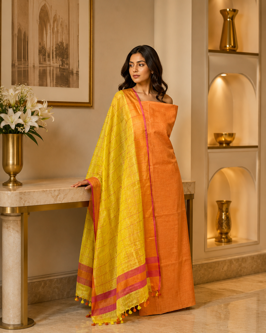 Linen Kurta and Dupatta Set KD