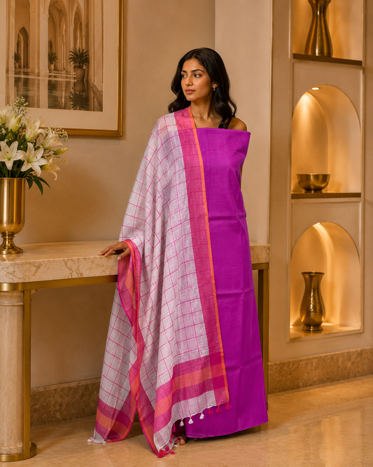 Linen Kurta and Dupatta Set KD