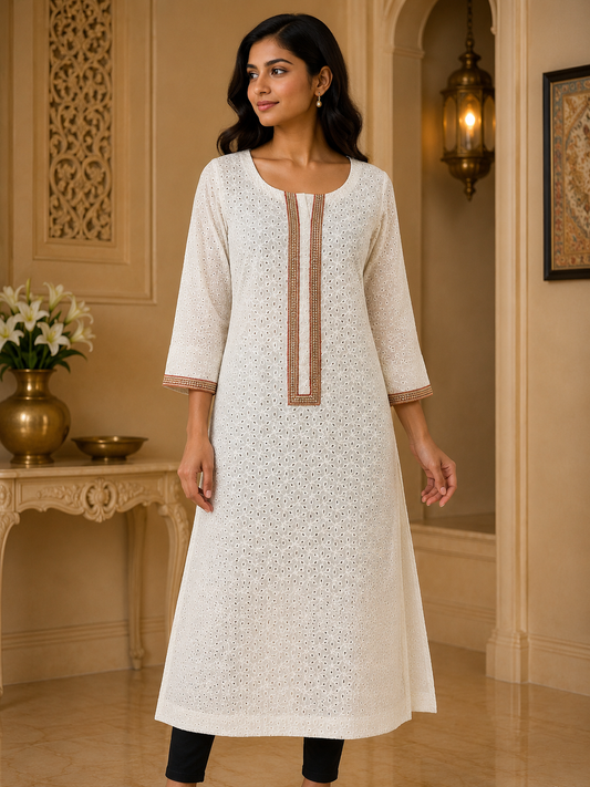 Hakoba Orange Readymade Kurta