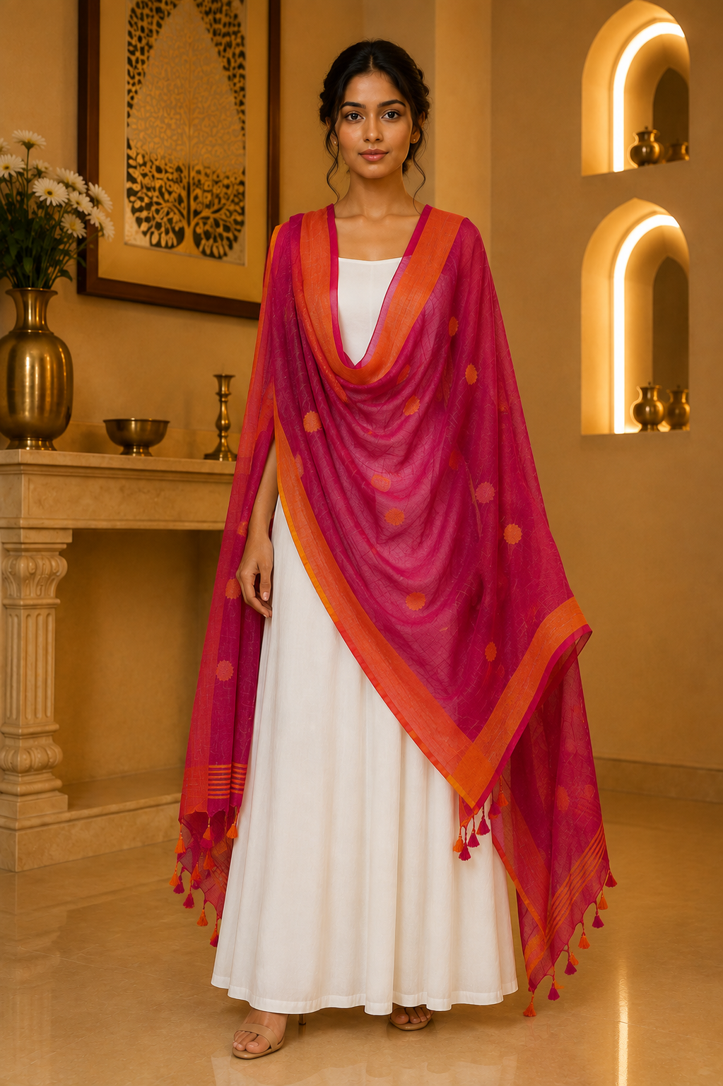 Linen Dupatta with butties