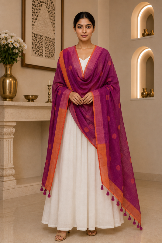 Linen Dupatta with Butties