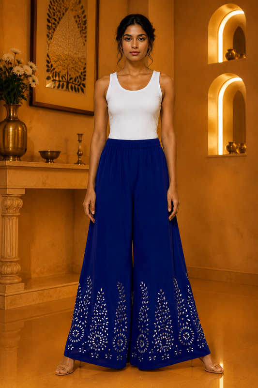 Royal Blue Georgette Chikankari palazzo