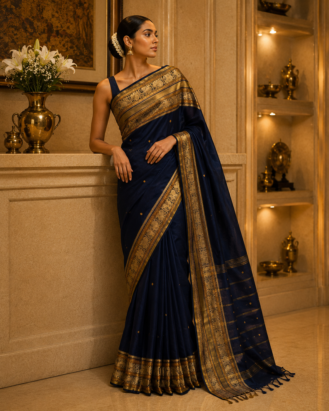 Blue Kanchi Cotton Saree