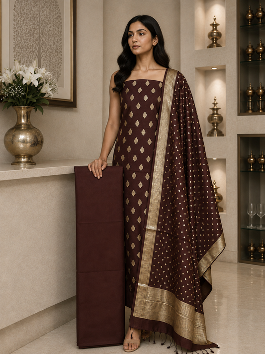 Chanderi Benaras Cotton DM4 Brown