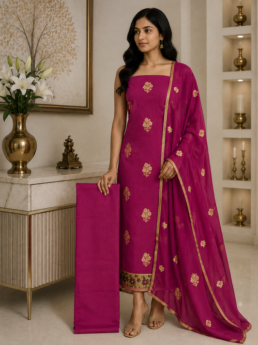 Purple Beige Chanderi DM