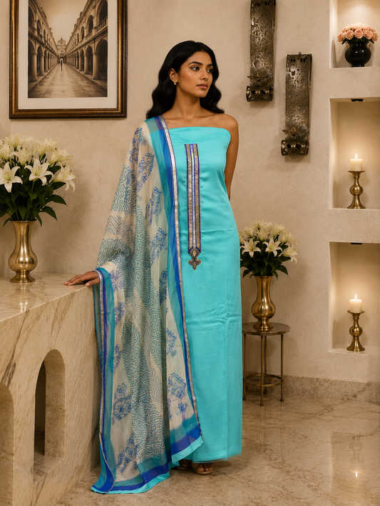 Blue Muslin Cotton Silk KD