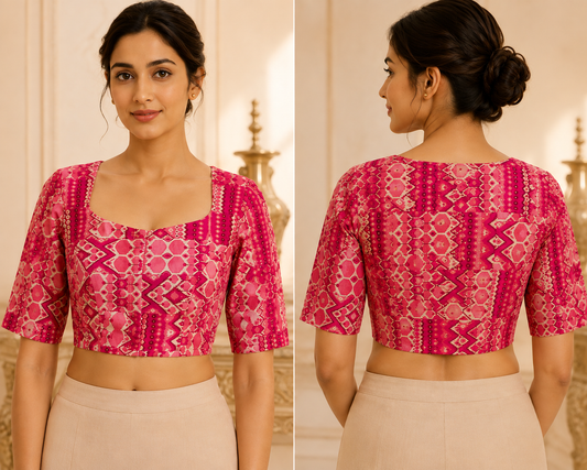 Pink beige Cotton high neck blouse