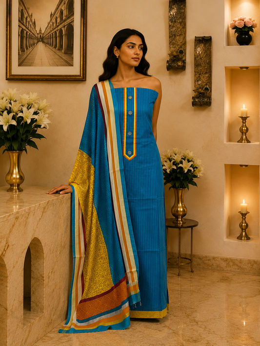 Blue Striped Chanderi KD