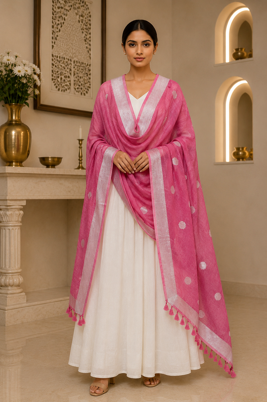 Linen Dupatta with butties