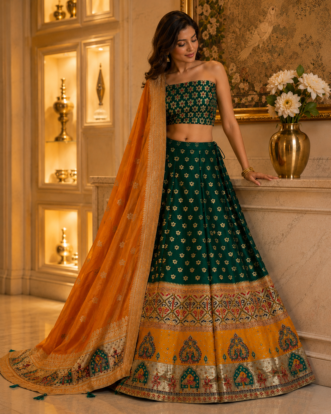 Dola Silk Paithini Unstitched Lehenga Set