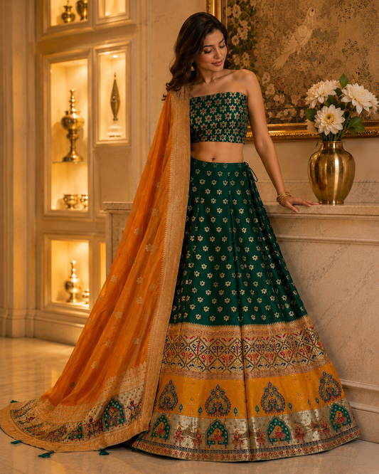 Dola Silk Paithini Unstitched Lehenga Set