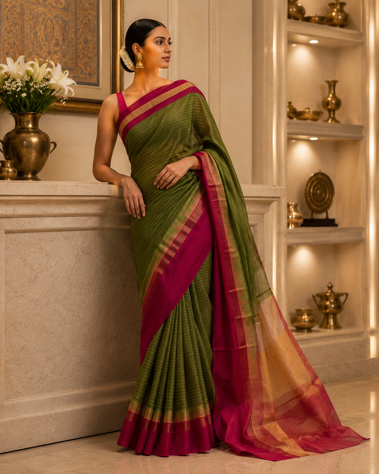 Cotton Green Saree