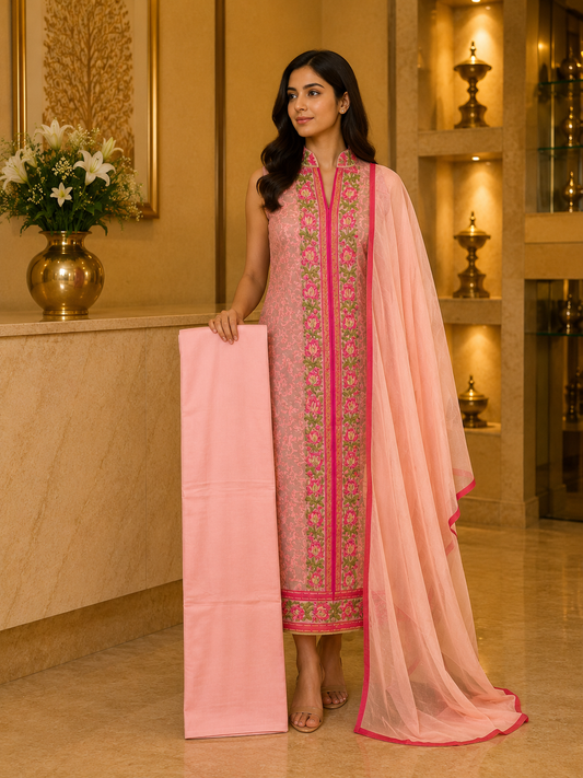 Pink embroidered Mul cotton DM