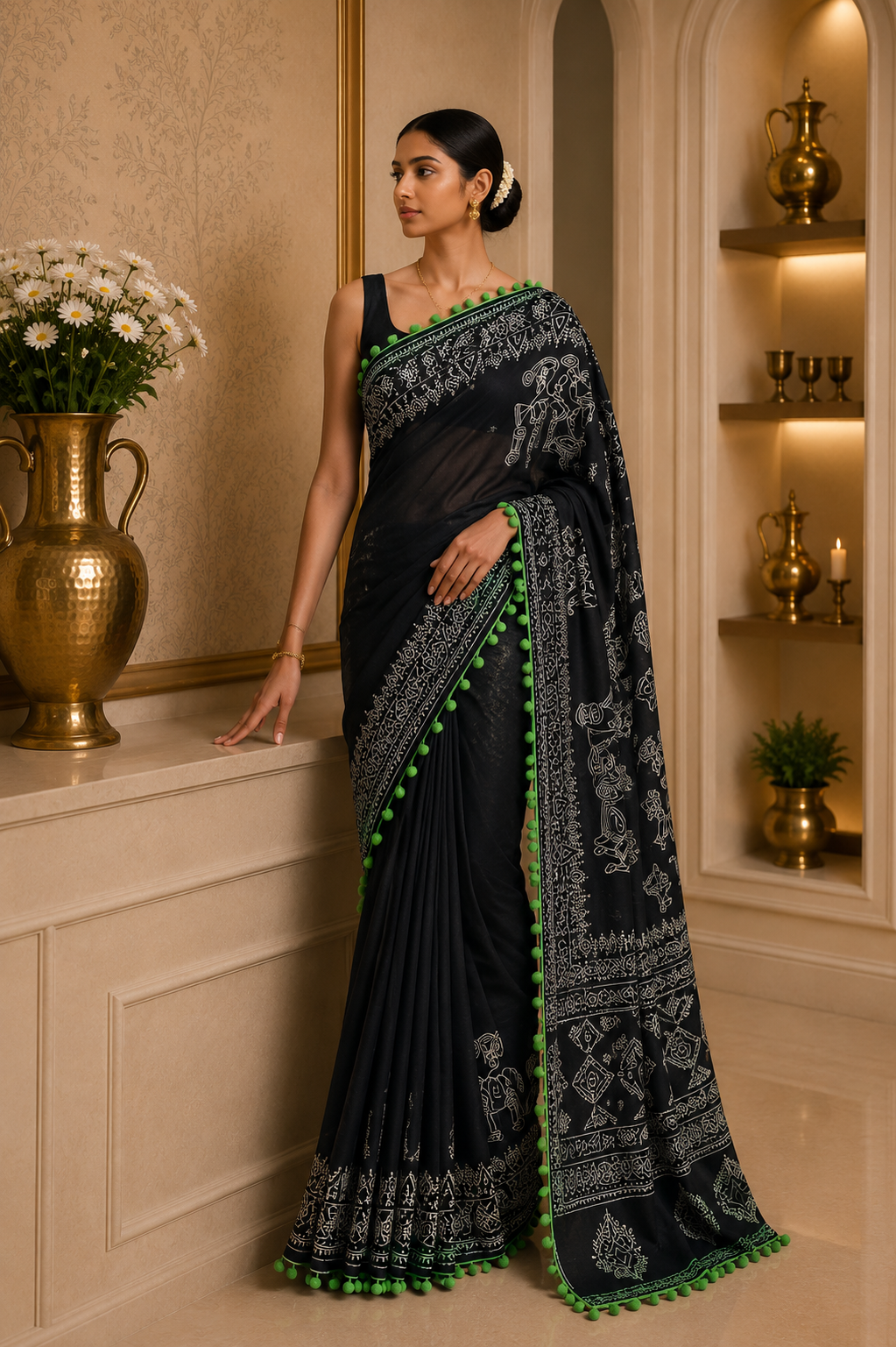 Mul Cotton Block Print Saree