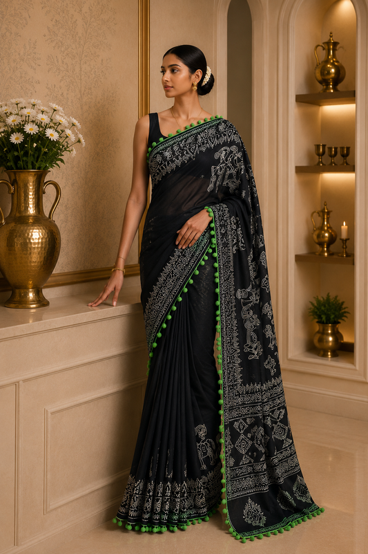 Mul Cotton Block Print Saree